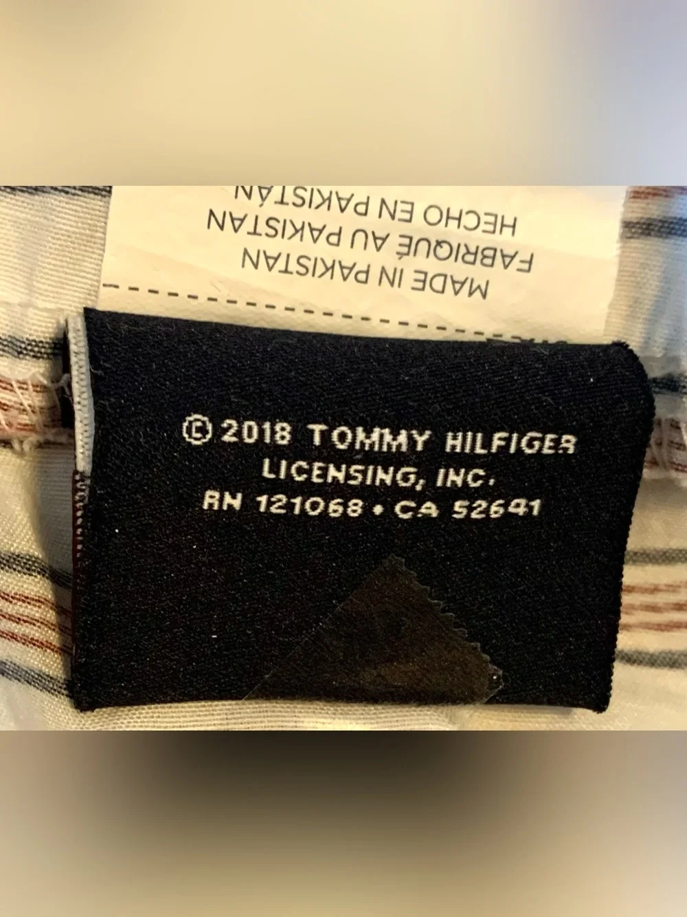 Tommy Hilfiger Queen Sheet Set, Cotton Blend, Navy & Red Pinstripe, 4 Piece